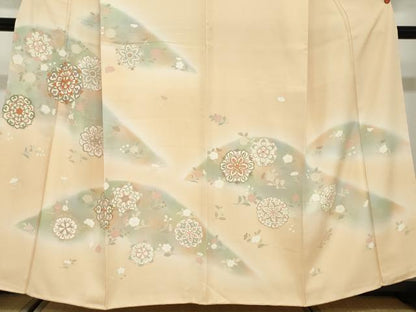 平和屋着物●訪問着　駒刺繍　洋花文　暈し染め　金彩　正絹　逸品　未使用　DABD9962ud