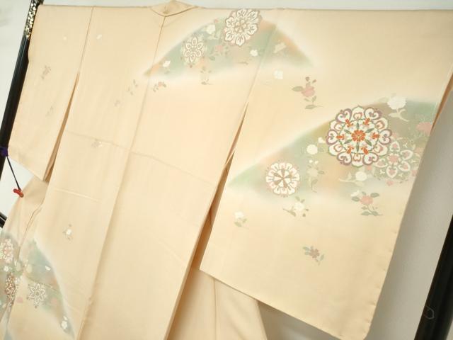 平和屋着物●訪問着　駒刺繍　洋花文　暈し染め　金彩　正絹　逸品　未使用　DABD9962ud