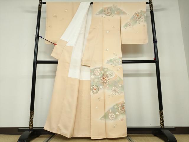 平和屋着物●訪問着　駒刺繍　洋花文　暈し染め　金彩　正絹　逸品　未使用　DABD9962ud