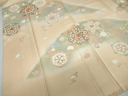 平和屋着物●訪問着　駒刺繍　洋花文　暈し染め　金彩　正絹　逸品　未使用　DABD9962ud