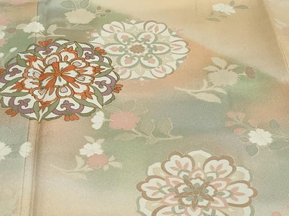 平和屋着物●訪問着　駒刺繍　洋花文　暈し染め　金彩　正絹　逸品　未使用　DABD9962ud