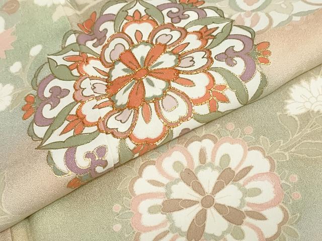 平和屋着物●訪問着　駒刺繍　洋花文　暈し染め　金彩　正絹　逸品　未使用　DABD9962ud