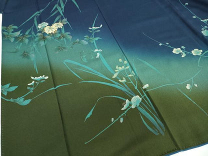平和屋着物●訪問着　駒刺繍　草花文　暈し染め　金彩　正絹　逸品　DABD9963ud