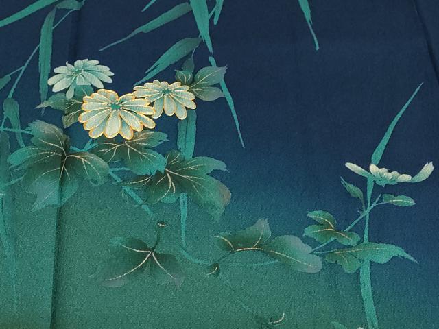 平和屋着物●訪問着　駒刺繍　草花文　暈し染め　金彩　正絹　逸品　DABD9963ud
