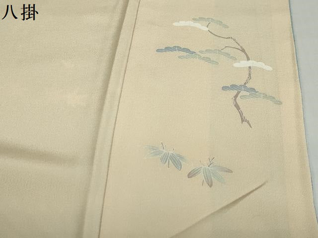 平和屋着物●訪問着　友禅　作家物　三井寺　人物風景草花文　暈し染め　鬼しぼ縮緬　正絹　逸品　DABD9965ud