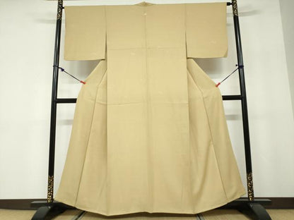 平和屋着物●上質な色無地　作家物　吉祥草花地紋　榛色　正絹　逸品　DABD9968ud