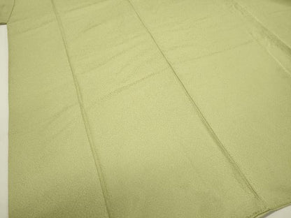 平和屋着物■上質な色無地 霞地紋 苗色 正絹 逸品 DABE0001ya