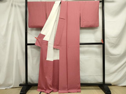 平和屋着物■上質な色無地 作家物 霞地紋 蘇芳色 正絹 逸品 DABE0005ya