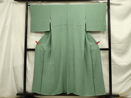 平和屋着物■上質な色無地 霞地紋 老竹色 正絹 逸品 DABE0012ya