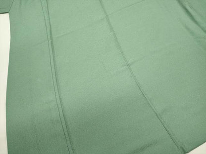 平和屋着物■上質な色無地 霞地紋 老竹色 正絹 逸品 DABE0012ya