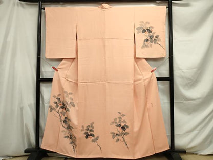 平和屋着物■訪問着　作家物　手描き　枝葉文　正絹　逸品　DABE0021ya