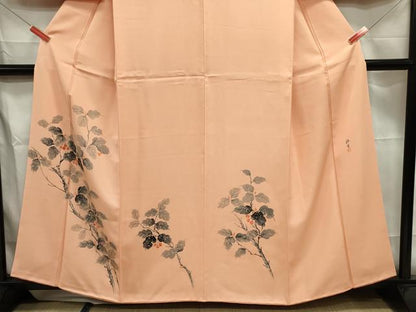 平和屋着物■訪問着　作家物　手描き　枝葉文　正絹　逸品　DABE0021ya