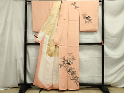 平和屋着物■訪問着　作家物　手描き　枝葉文　正絹　逸品　DABE0021ya