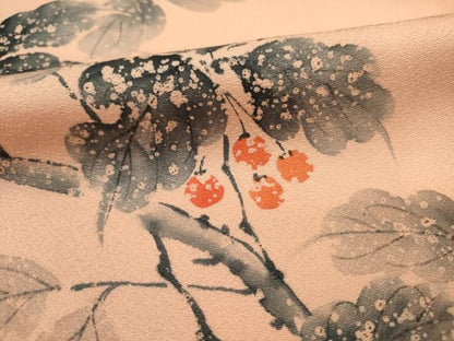 平和屋着物■訪問着　作家物　手描き　枝葉文　正絹　逸品　DABE0021ya