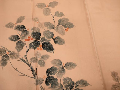 平和屋着物■訪問着　作家物　手描き　枝葉文　正絹　逸品　DABE0021ya