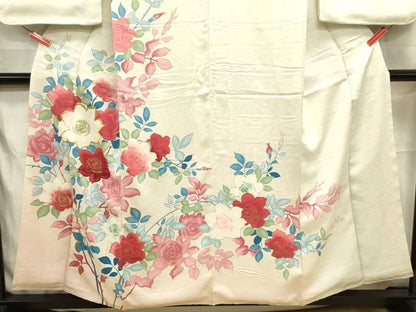 平和屋着物■訪問着　刺繍　草花文　金彩　正絹　逸品　DABE0029ya
