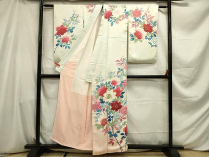 平和屋着物■訪問着　刺繍　草花文　金彩　正絹　逸品　DABE0029ya