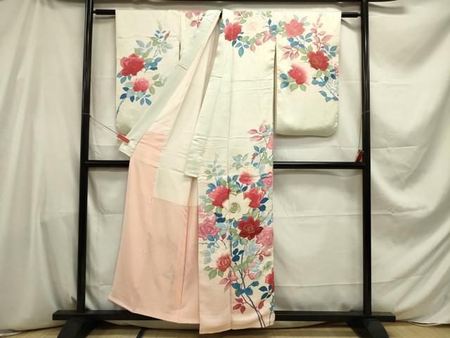 平和屋着物■訪問着　刺繍　草花文　金彩　正絹　逸品　DABE0029ya