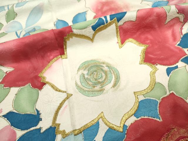 平和屋着物■訪問着　刺繍　草花文　金彩　正絹　逸品　DABE0029ya