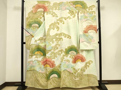 平和屋着物■豪華振袖 飛鶴枝松文 暈し染め 金彩 正絹 逸品 DABE0064ya