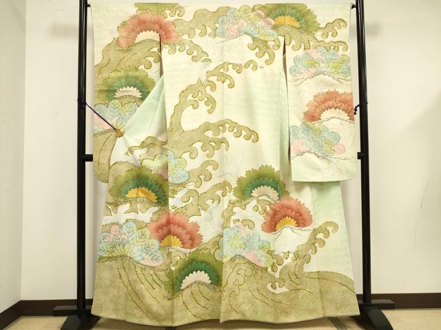 平和屋着物■豪華振袖 飛鶴枝松文 暈し染め 金彩 正絹 逸品 DABE0064ya