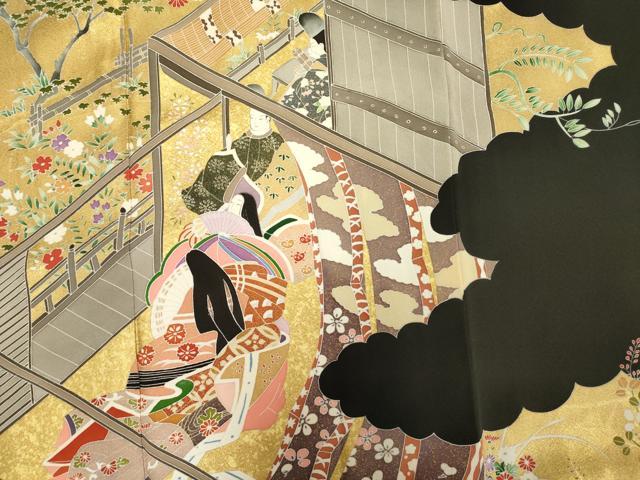 平和屋着物■豪華黒留袖　人物風景文　金彩　正絹　逸品　DABE0066ya
