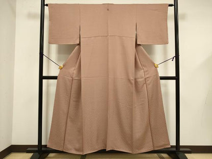 平和屋着物■上質な色無地　亀甲地紋　梅染色　正絹　逸品　DABE0078ya