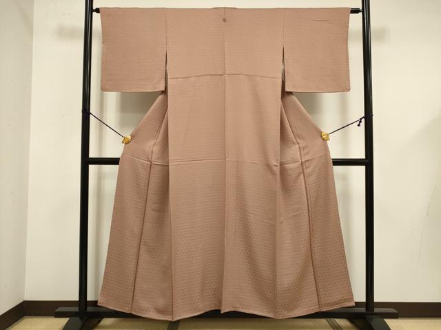 平和屋着物■上質な色無地　亀甲地紋　梅染色　正絹　逸品　DABE0078ya