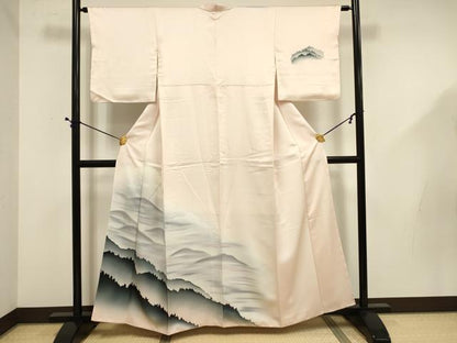 平和屋着物■訪問着　遠山風景シルエット　暈し染め　正絹　逸品　DABE0083ya