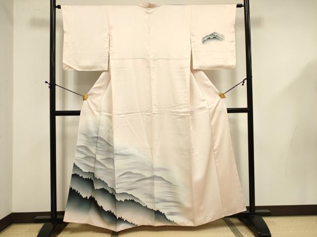 平和屋着物■訪問着　遠山風景シルエット　暈し染め　正絹　逸品　DABE0083ya