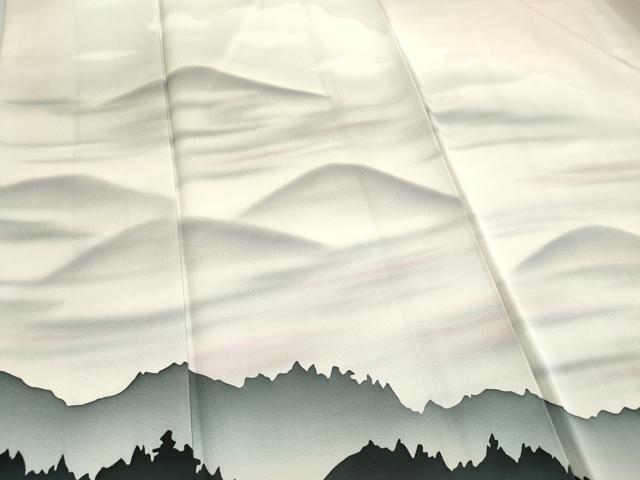 平和屋着物■訪問着　遠山風景シルエット　暈し染め　正絹　逸品　DABE0083ya