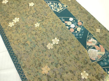 平和屋着物◎六通柄袋帯　唐織　鴛鴦花文　金銀糸　引箔　正絹　逸品　DABE0093ya