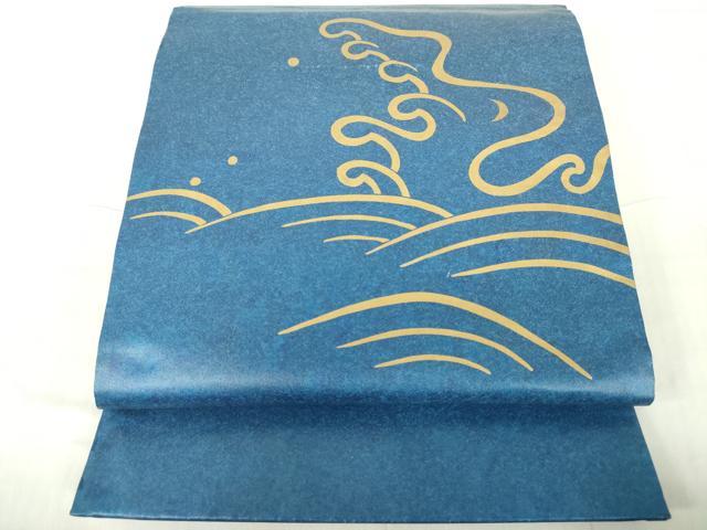 平和屋着物◎六通柄袋帯　立波文　金彩　正絹　逸品　DABE0095ya