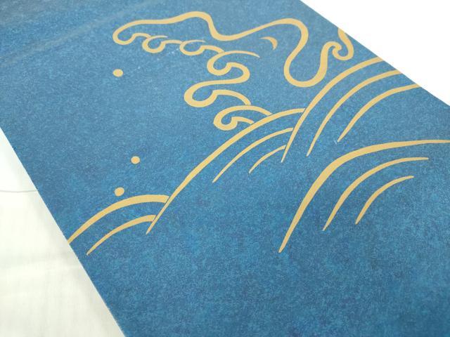平和屋着物◎六通柄袋帯　立波文　金彩　正絹　逸品　DABE0095ya
