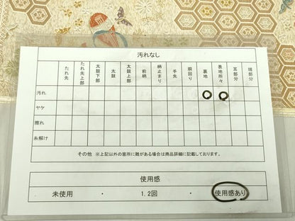平和屋着物◎六通柄袋帯　唐織　風景花文　金糸　正絹　逸品　DABE0098ya