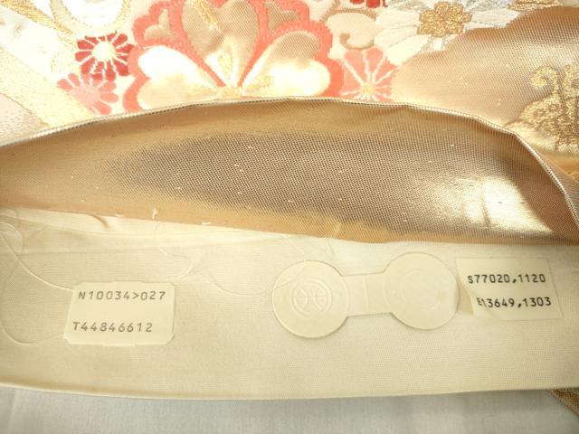 平和屋着物◎西陣　六通柄袋帯　唐織　飛鶴花文　金銀糸　正絹　逸品　DABE0104ya