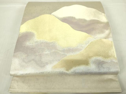 平和屋着物◎太鼓柄袋帯　遠山風景文　金銀糸　正絹　逸品　DABE0113ya