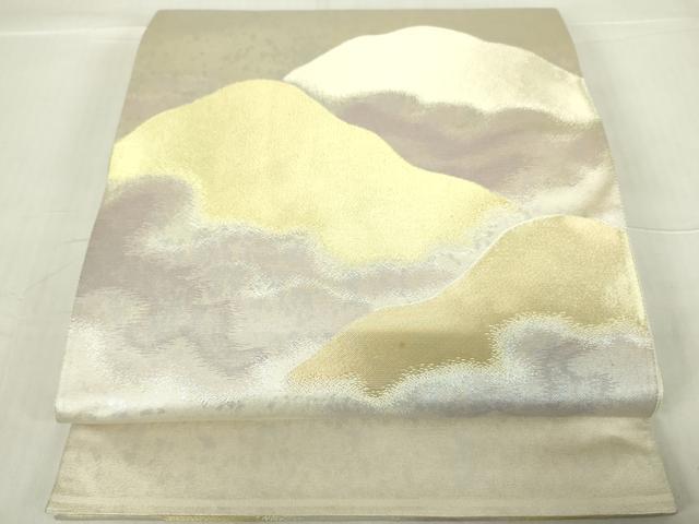 平和屋着物◎太鼓柄袋帯　遠山風景文　金銀糸　正絹　逸品　DABE0113ya