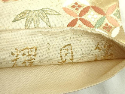 平和屋着物◎六通柄袋帯　唐織　献上波慶長小袖紋　燿貝箔　金糸　正絹　逸品　DABE0122ya