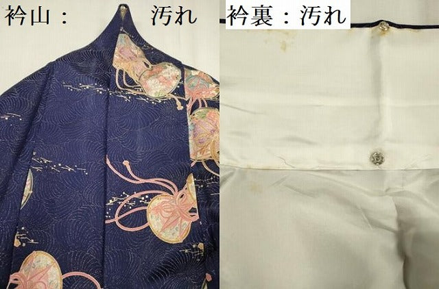 平和屋着物■上質な小紋　鼓花文　金彩　金通し地　正絹　逸品　DABE0138ya