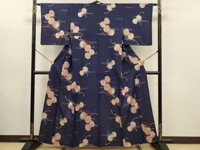 平和屋着物■上質な小紋　鼓花文　金彩　金通し地　正絹　逸品　DABE0138ya