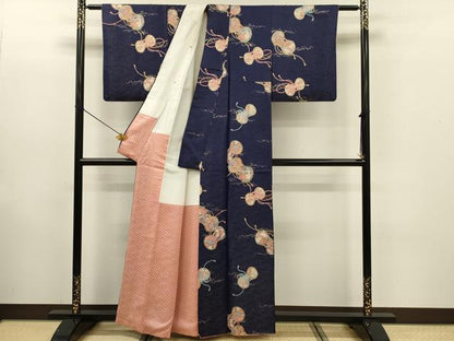 平和屋着物■上質な小紋　鼓花文　金彩　金通し地　正絹　逸品　DABE0138ya