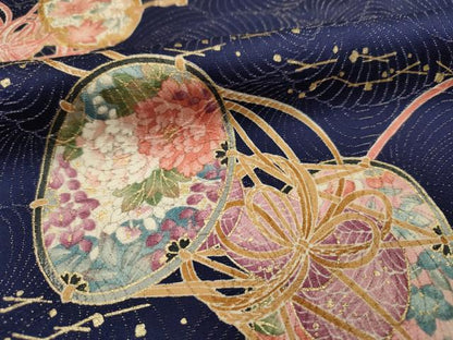 平和屋着物■上質な小紋　鼓花文　金彩　金通し地　正絹　逸品　DABE0138ya