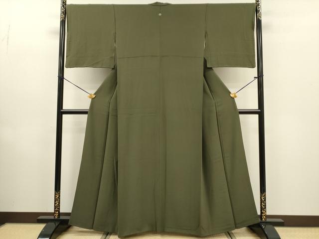 平和屋着物■上質な色無地　松葉色　ますいわ屋扱い　正絹　逸品　DABE0141ya