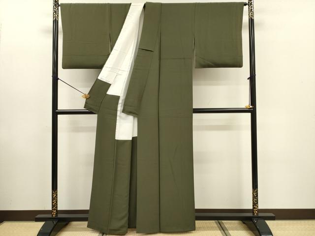 平和屋着物■上質な色無地　松葉色　ますいわ屋扱い　正絹　逸品　DABE0141ya