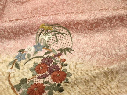 平和屋着物■中国三大刺繍　スワトウ刺繍　汕頭刺繍　色留袖　草花丸文　金彩　正絹　逸品　DABE0143ya