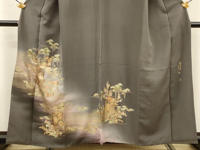 平和屋着物■訪問着　作家物　霞御所車文　暈し染め　金彩　正絹　逸品　DABE0145ya