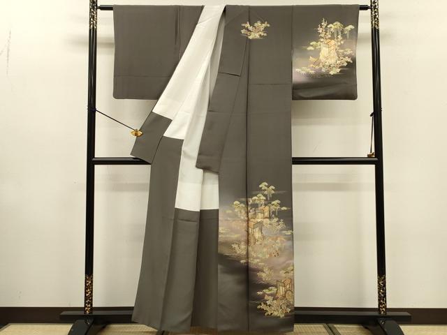 平和屋着物■訪問着　作家物　霞御所車文　暈し染め　金彩　正絹　逸品　DABE0145ya