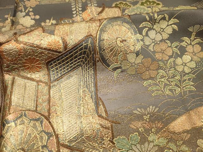平和屋着物■訪問着　作家物　霞御所車文　暈し染め　金彩　正絹　逸品　DABE0145ya