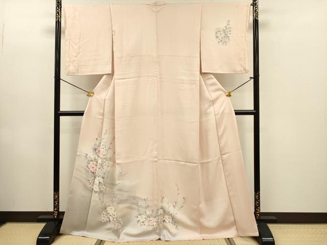 平和屋着物■訪問着　手描き　草花文　暈し染め　正絹　逸品　DABE0146ya
